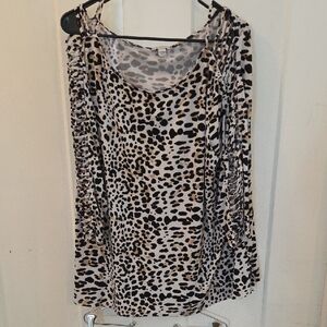 Cato Animal Print Blouse - Black and Brown